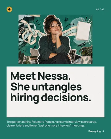 Untangle the Hiring Brief: a carousel template from the Template Foundry, on a sample brand