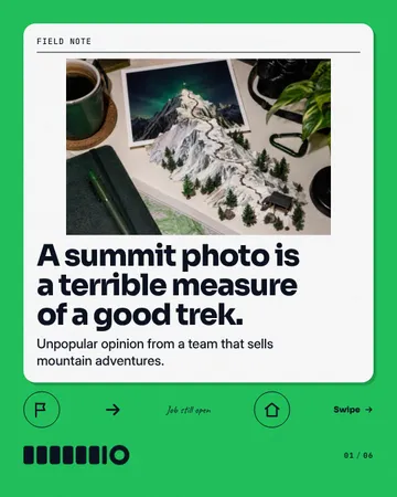 Field Notes Beyond the Frame: a carousel template from the Template Foundry, on a sample brand