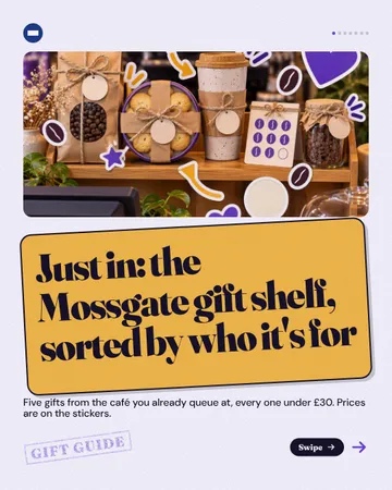 Follow the string gift haul: a carousel template from the Template Foundry, on a sample brand