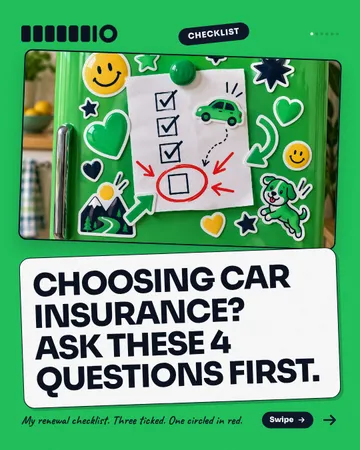 Fridge door sticker checklist: a carousel template from the Template Foundry, on a sample brand