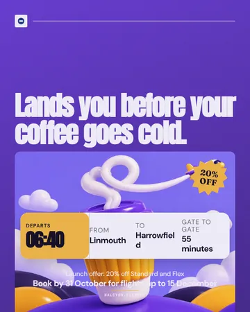 Boarding-pass poster offer: a single post template from the Template Foundry, on a sample brand