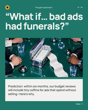 Budget Meeting Eulogy: a carousel template from the Template Foundry, on a sample brand