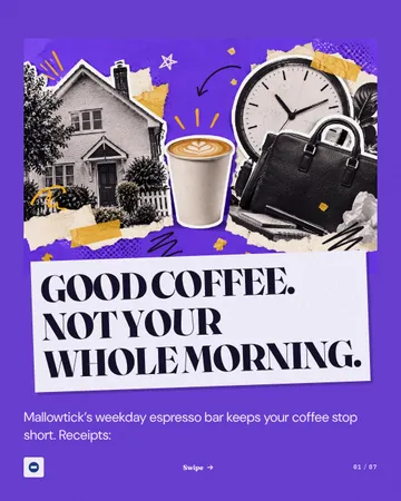 Morning Gap Receipts: a carousel template from the Template Foundry, on a sample brand