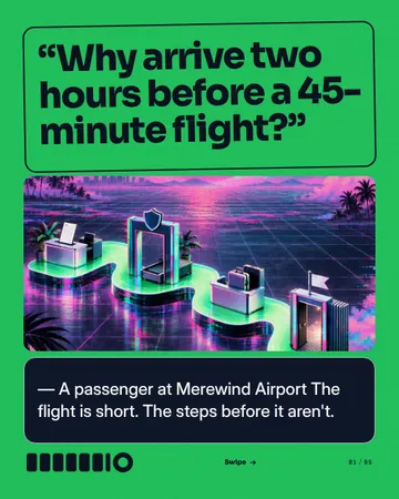 Before the Flight Connected Ticket: a carousel template from the Template Foundry, on a sample brand
