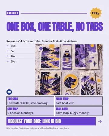 Riso flat lay zine poster: a single post template from the Template Foundry, on a sample brand