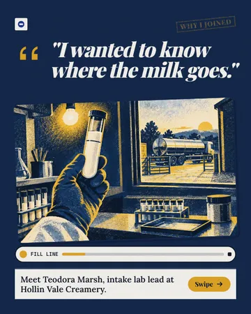 Milk-line tube zine: a carousel template from the Template Foundry, on a sample brand