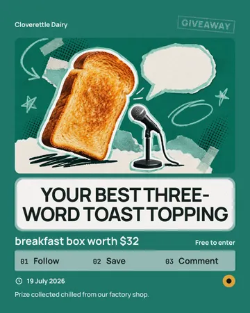 Toast Takes the Mic: a single post template from the Template Foundry, on a sample brand