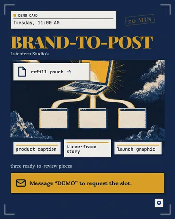 Desktop Demo Dispatch: a single post template from the Template Foundry, on a sample brand