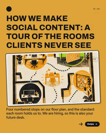 Room Signs Floor Tour: a carousel template from the Template Foundry, on a sample brand