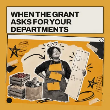 One Person Department Comic: a carousel template from the Template Foundry, on a sample brand